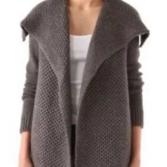 VINCE Size S Gray Honeycomb Yak Wool Sweater Cardigan Jacket MSRP $485 - Picture 3 of 12